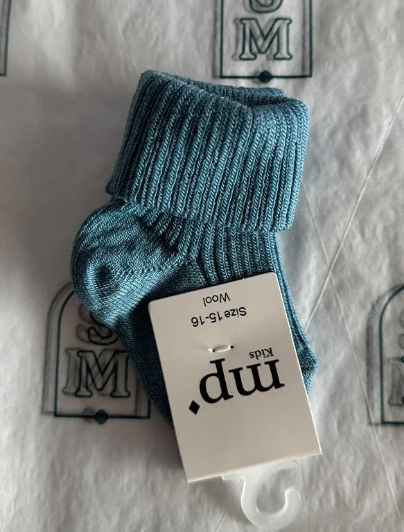 Wool Rib Socks in Provincial Blue