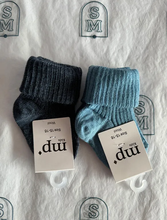 Wool Rib Socks in Provincial Blue