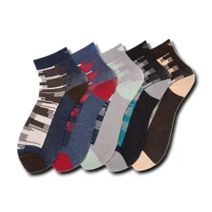 Young Wings Men's Multi Colour Cotton Fabric Design Ankle Length Socks - Pack of 5, Style no. 2738-M1