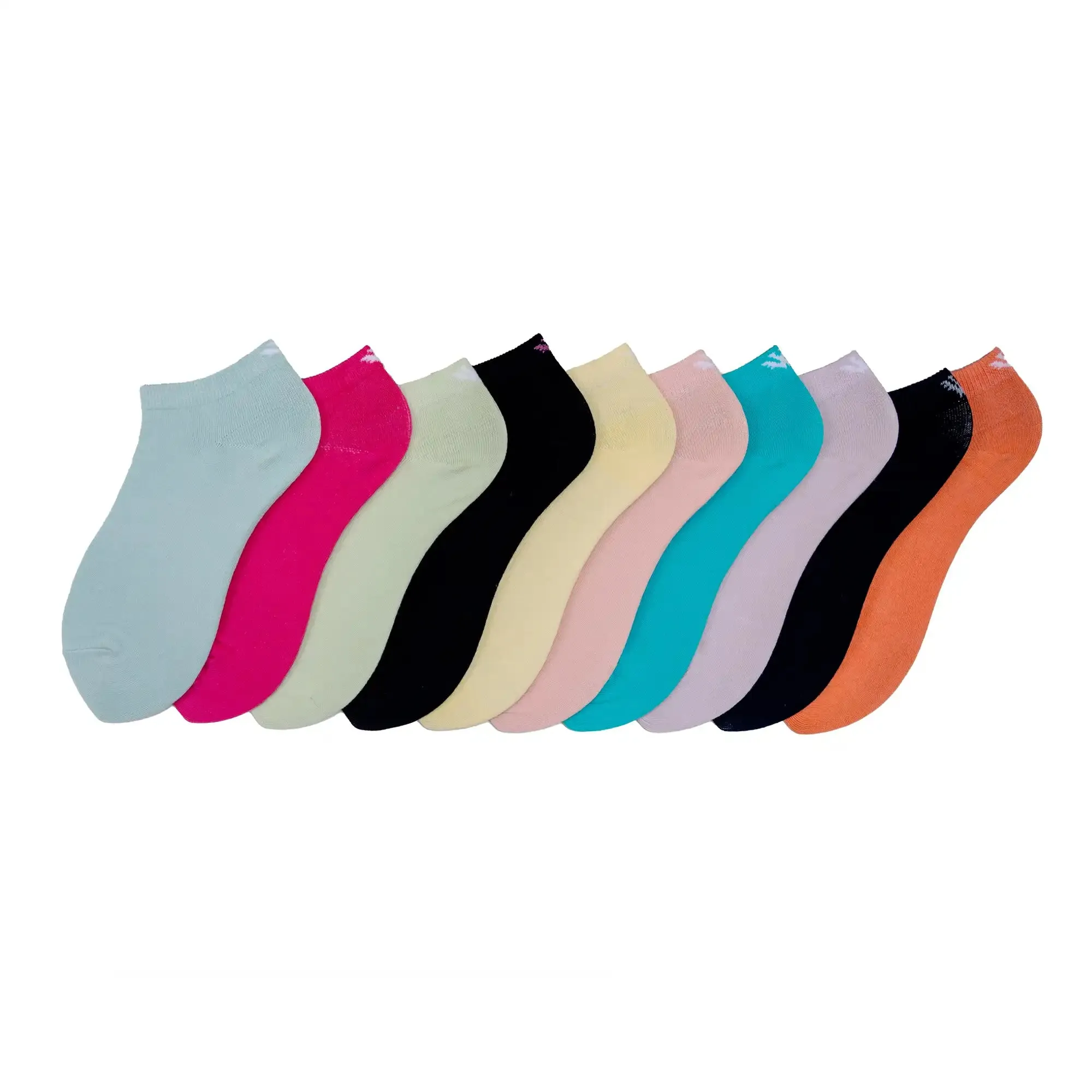 Young Wings Women's Multi Colour Cotton Fabric Solid Low Ankle Length Socks - Pack of 10, Style no. W1-6015